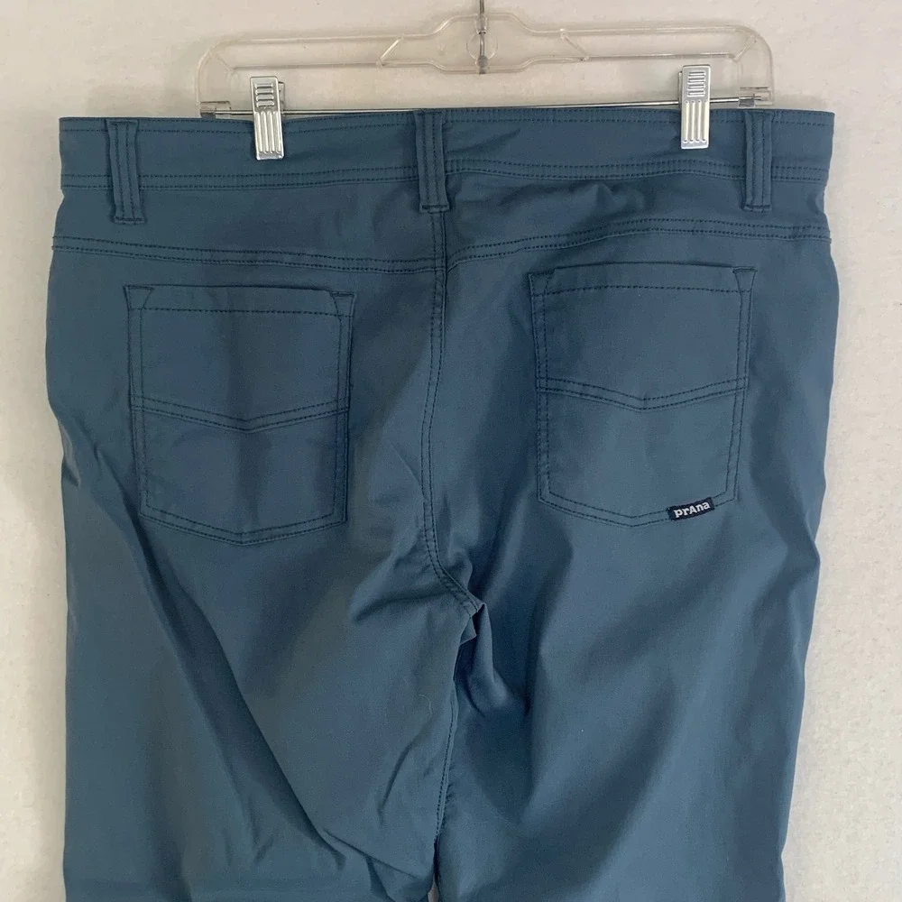 Prana Brion Slim Fit Pants Mens 36x34 Slate‎ Blue Nylon Stretch Hiking Travel